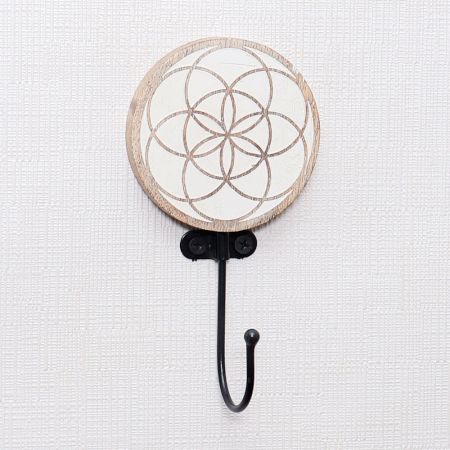 Brown Wooden Abstract Pattern Coat Hooks Wall Mounted